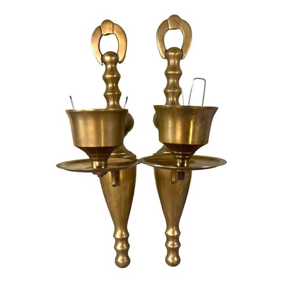 Lot of 2 Gatco Solid Brass Candle Holder Wall Sconce Mount Made In India 12” Boh - Picture 2 of 7